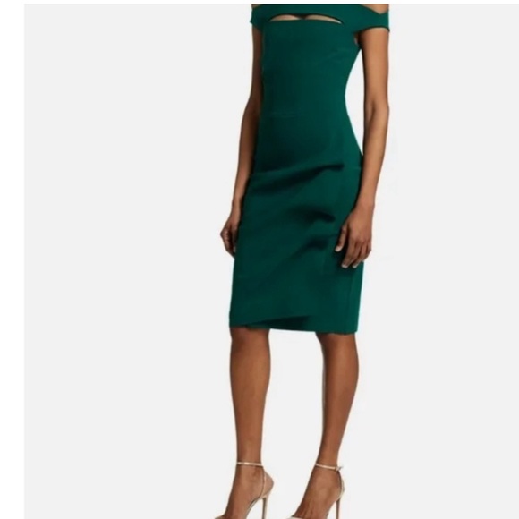 Chaira Boni Melania Off Shoulder Mini Midi
Dress Dark Green Emerald - Picture 5 of 7